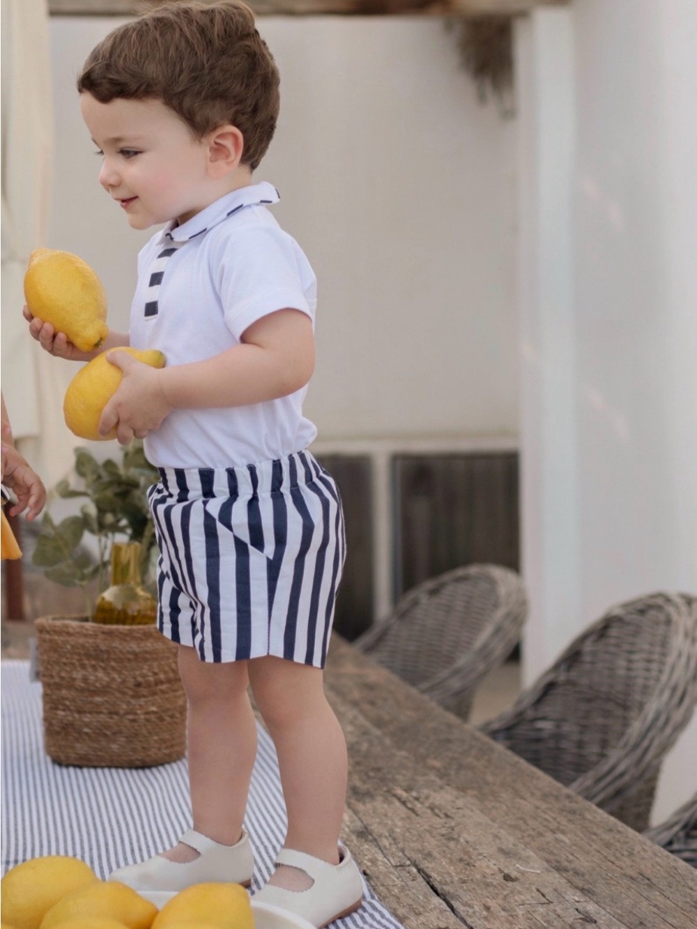 Boys Navy & White Striped Shorts - Comfortable Summer Kids Set